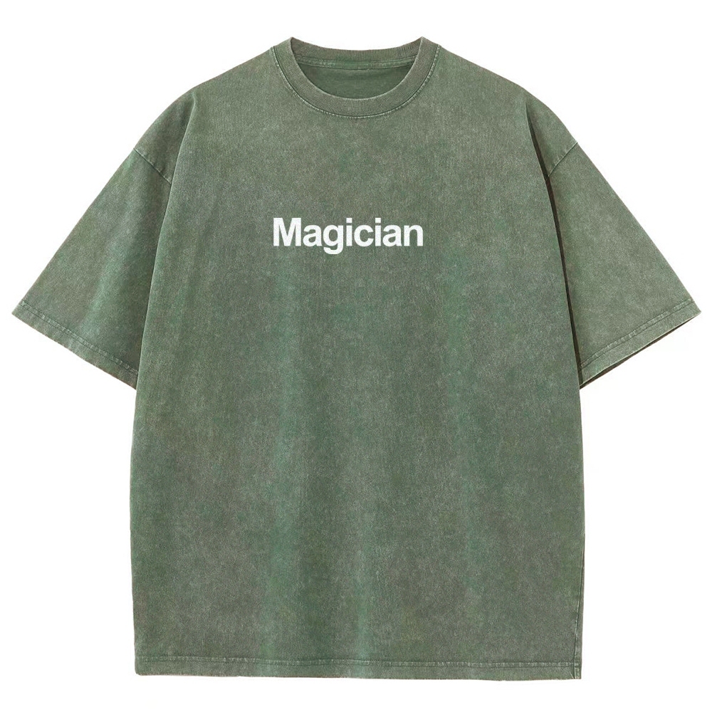Magician Pattern Washed Vintage Short Sleeves T-Shirt-moweekender