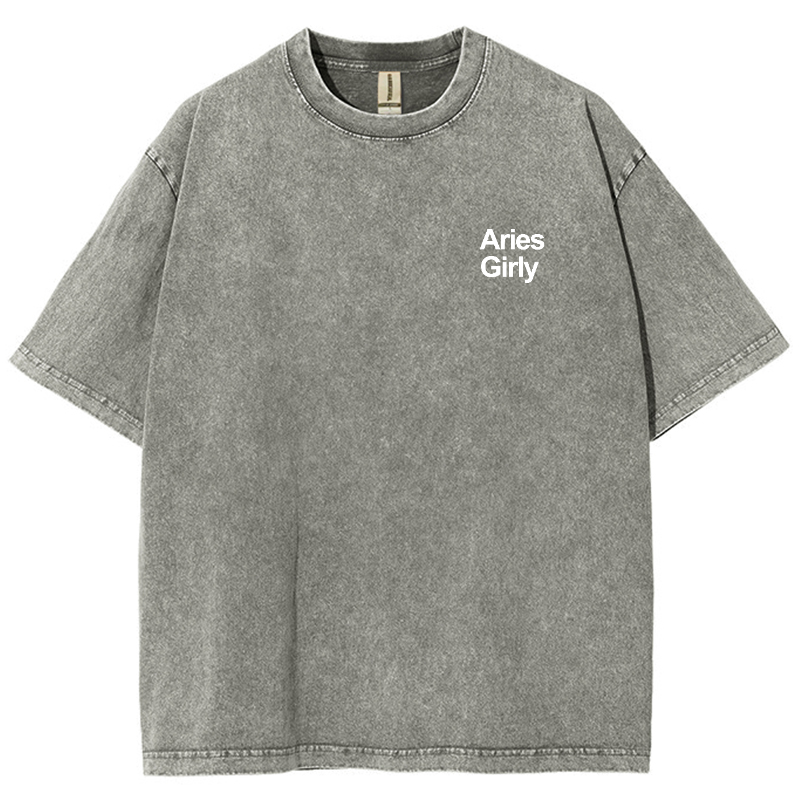 Aries Girly Unisex Fit Washed Oversized T-Shirt-moweekender