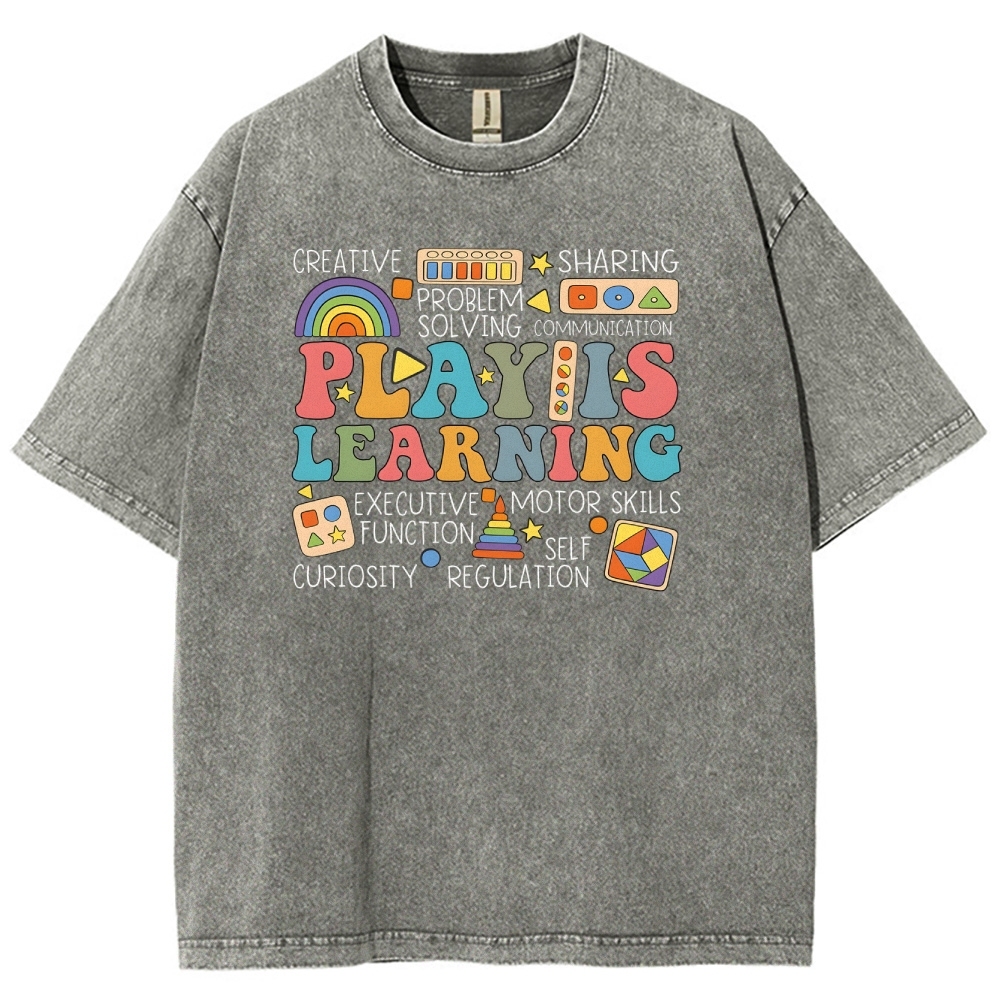 Play Is Learning Unisex Fit Washed T-Shirt-moweekender