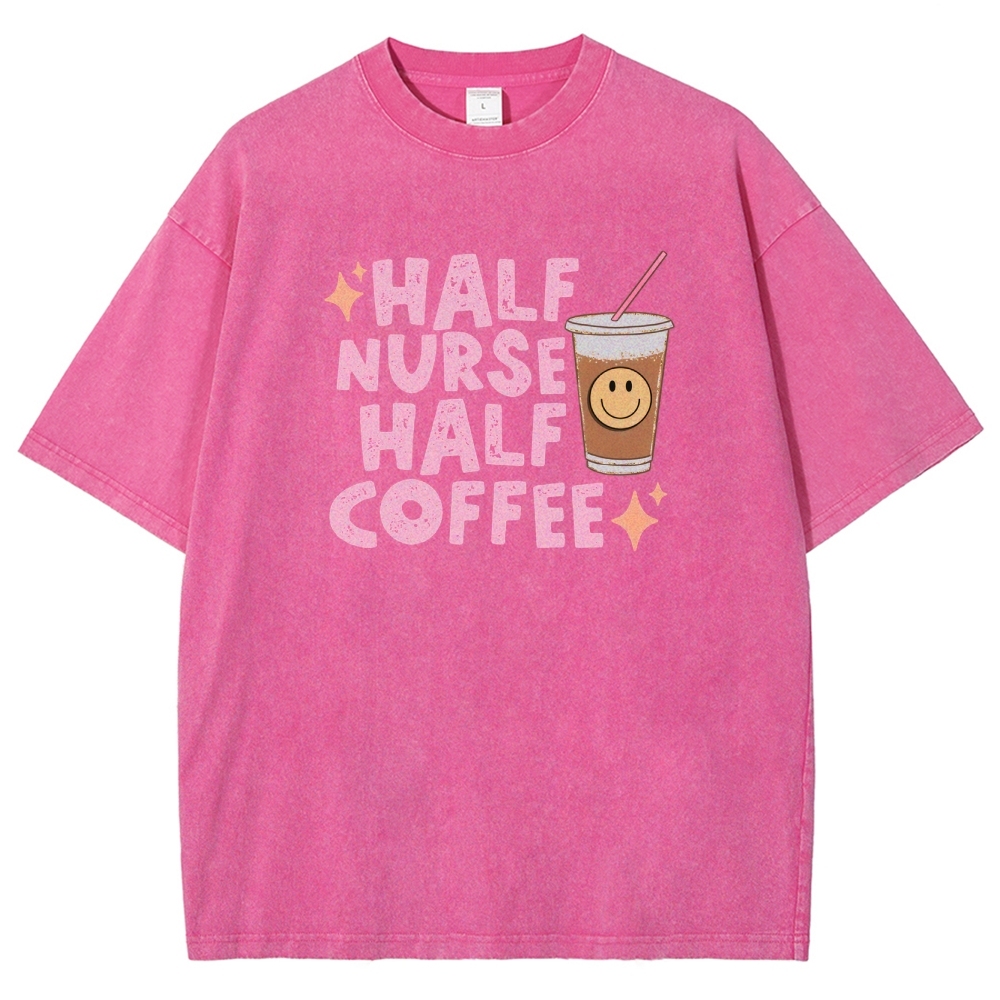 Half Coffee Unisex Fit Washed T-Shirt