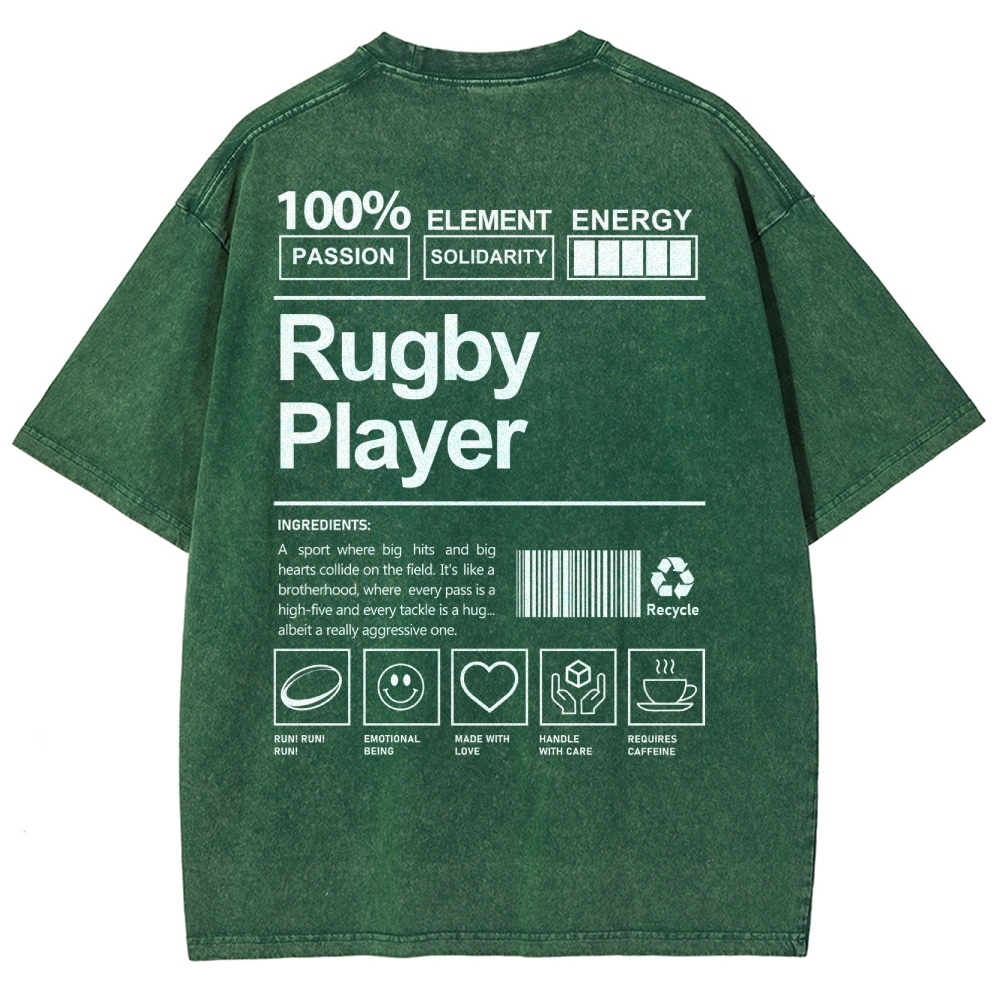 Rugby Player Unisex Fit Washed T-Shirt-moweekender
