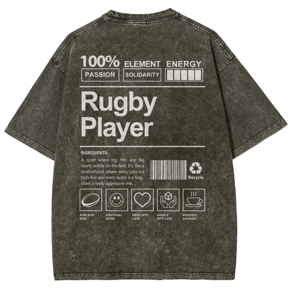 Rugby Player Unisex Fit Washed T-Shirt-moweekender