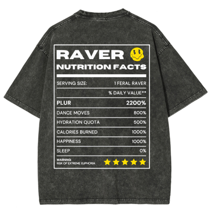 RAVER NUTRITION FACTS Vintage Snowflake Washed T-Shirt-moweekender