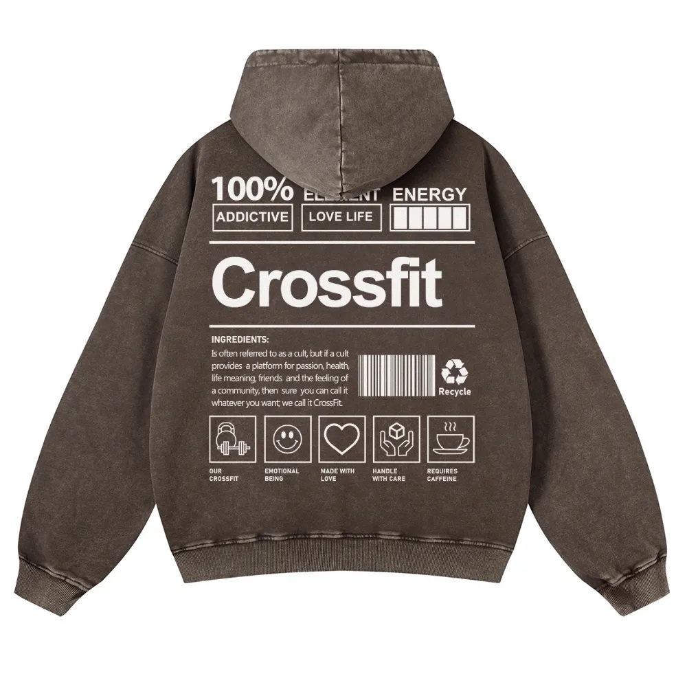 Crossfit Printed Vintage Washed Hoodie-moweekender