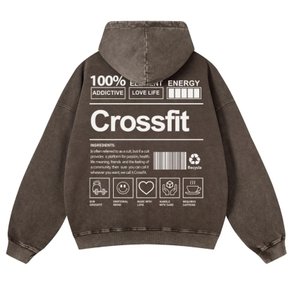 Crossfit Printed Vintage Washed Hoodie-moweekender