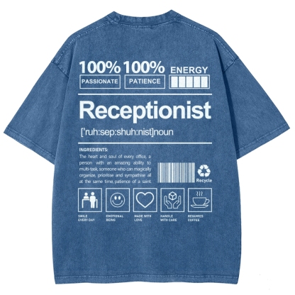Receptionist Unisex Fit Washed T-Shirt-moweekender
