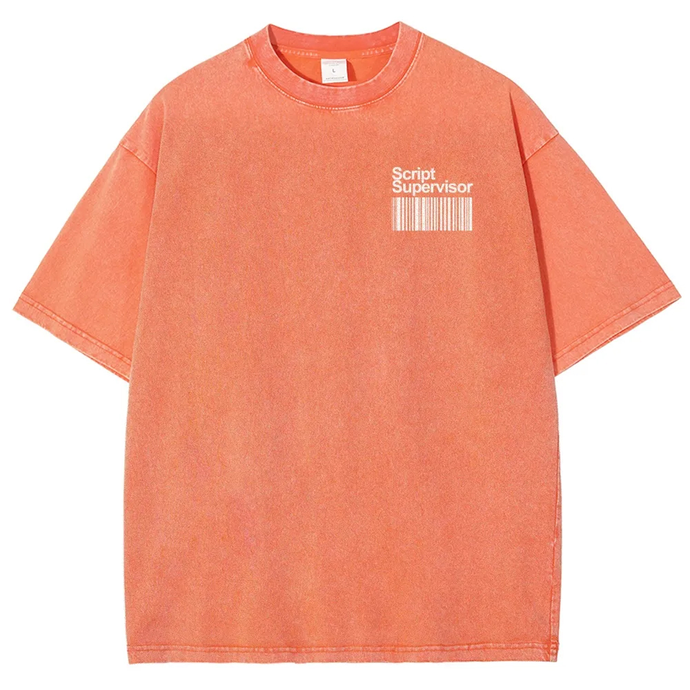 Script Supervisor Pattern Washed Vintage Short Sleeves T-Shirt-moweekender