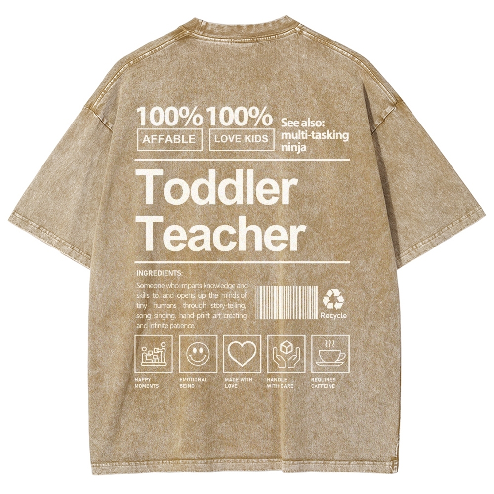 Toddler Teacher Unisex Fit Washed T-Shirt-moweekender