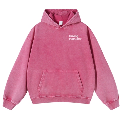 Driving Instructor Printed Vintage Washed Hoodie-moweekender