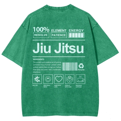 Jiu Jitsu Pattern Washed Vintage Short Sleeves T-Shirt-moweekender