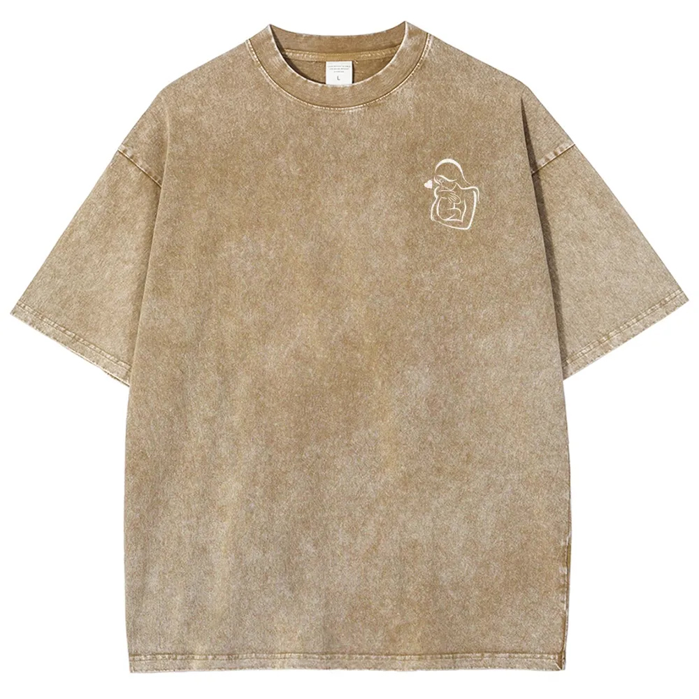 Mom Pattern Washed Vintage Short Sleeves T-Shirt-moweekender