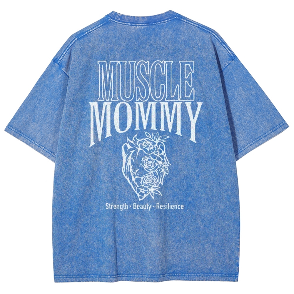 Muscle Mommy Vintage Snowflake Washed T-Shirt-moweekender