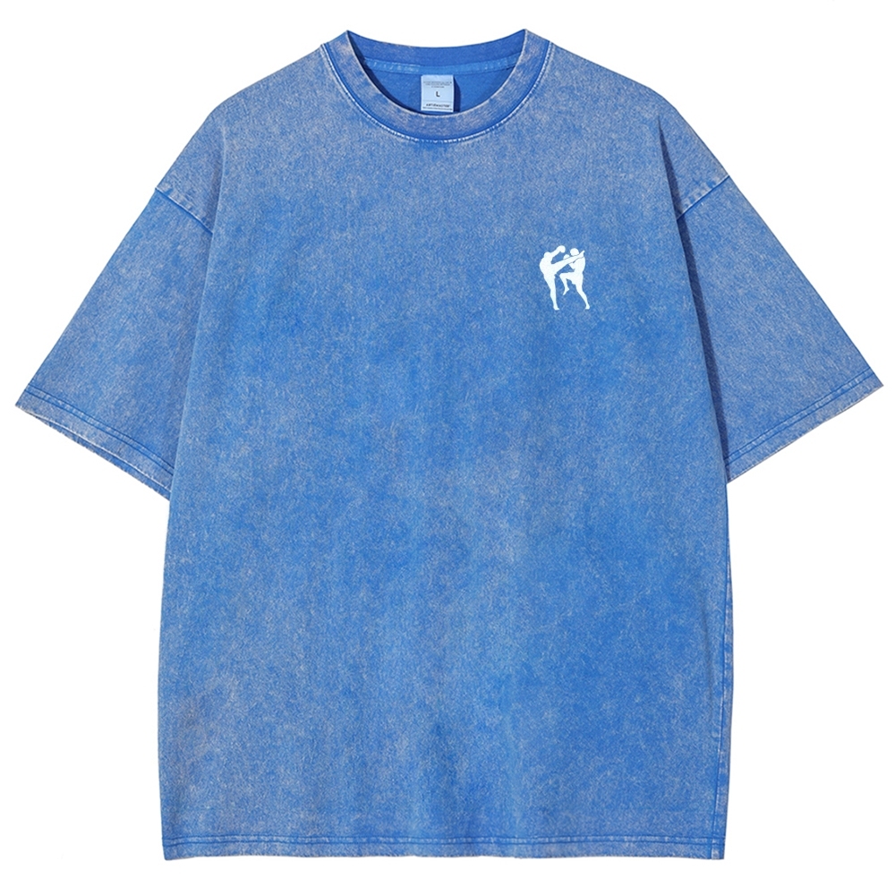 Muay Thai Pattern Washed Vintage Short Sleeves T-Shirt-moweekender