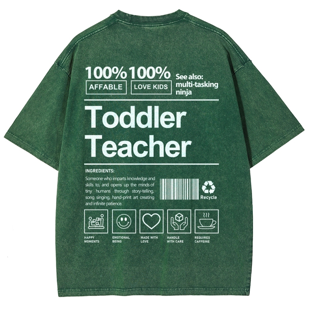 Toddler Teacher Unisex Fit Washed T-Shirt-moweekender