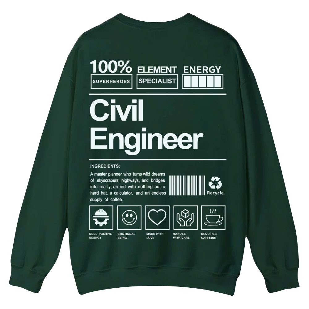 Civil Engineer Pattern Crew Neck Sweatshirt-moweekender