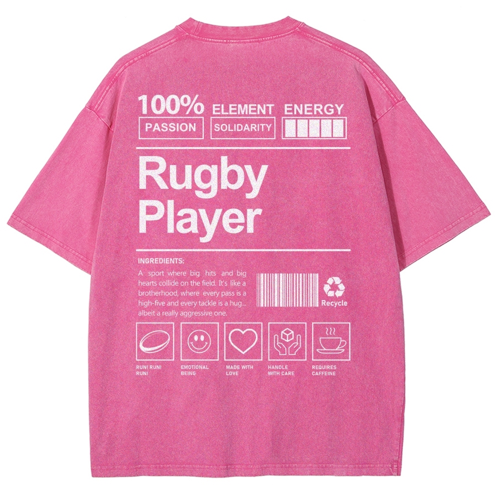 Rugby Player Unisex Fit Washed T-Shirt-moweekender