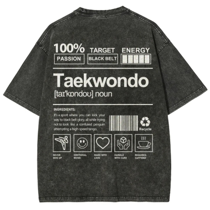 Taekwondo Pattern Washed Vintage Short Sleeves T-Shirt-moweekender