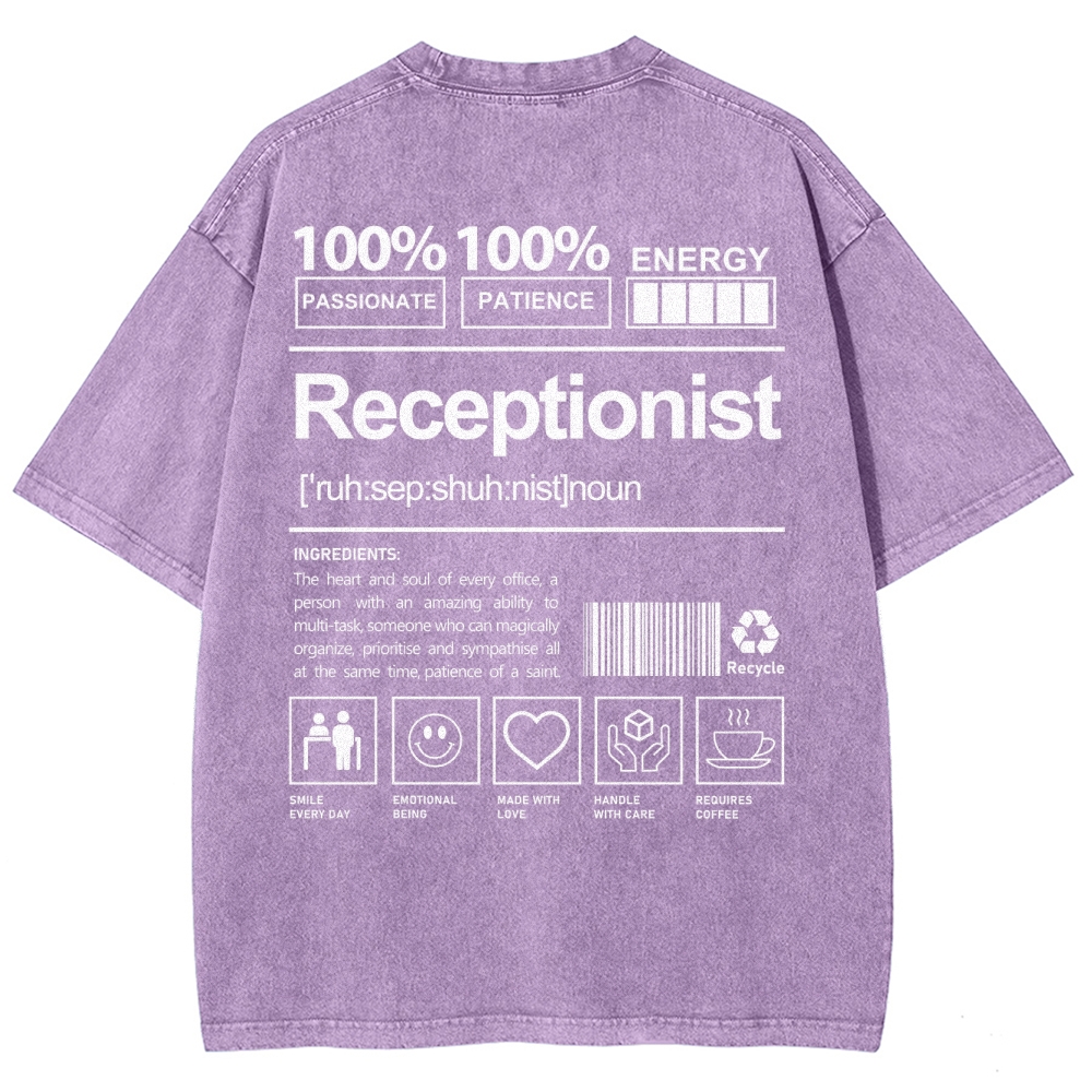 Receptionist Unisex Fit Washed T-Shirt-moweekender