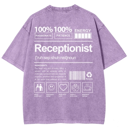 Receptionist Unisex Fit Washed T-Shirt-moweekender