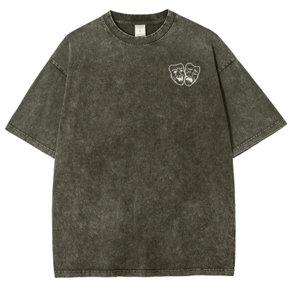 Comedian Pattern Washed Vintage Short Sleeves T-Shirt-moweekender