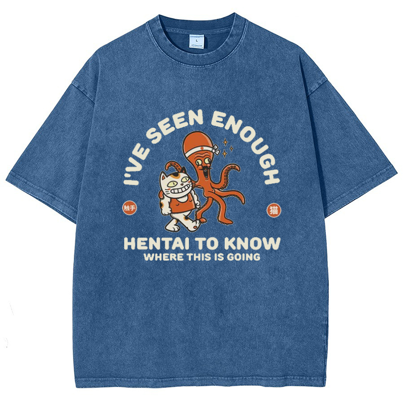I've Seen Enough Hentai Vintage Snowflake Washed T-Shirt-moweekender