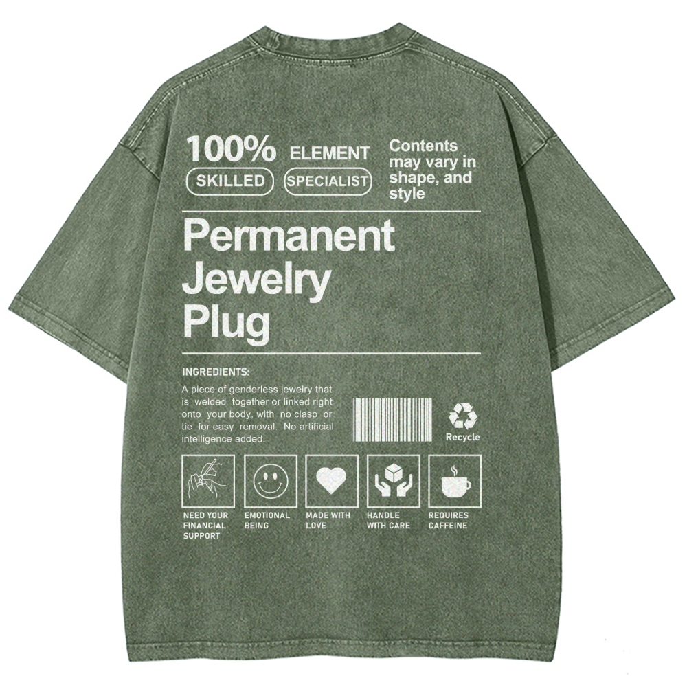 Permanent Jewelry Plug Unisex Fit Washed T-Shirt-moweekender