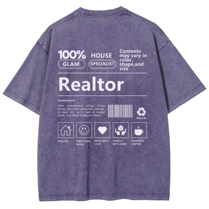 Realtor Vintage Snowflake Washed T-Shirt-moweekender