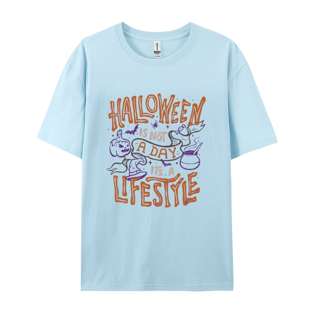 Halloween is life Cotton Short-Sleeved T-Shirt-moweekender
