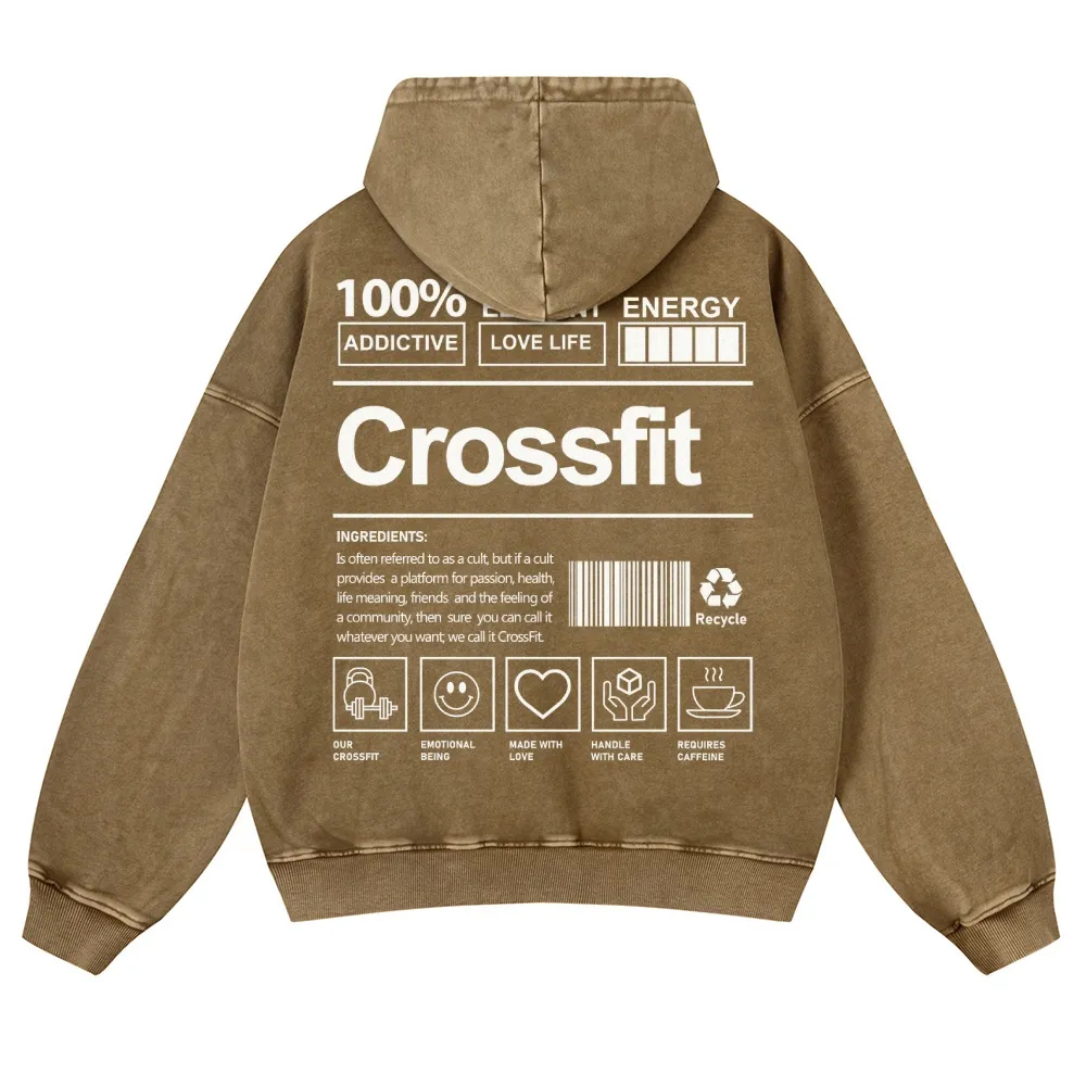 Crossfit Printed Vintage Washed Hoodie-moweekender