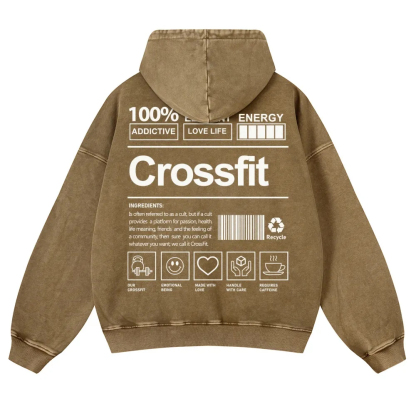 Crossfit Printed Vintage Washed Hoodie-moweekender