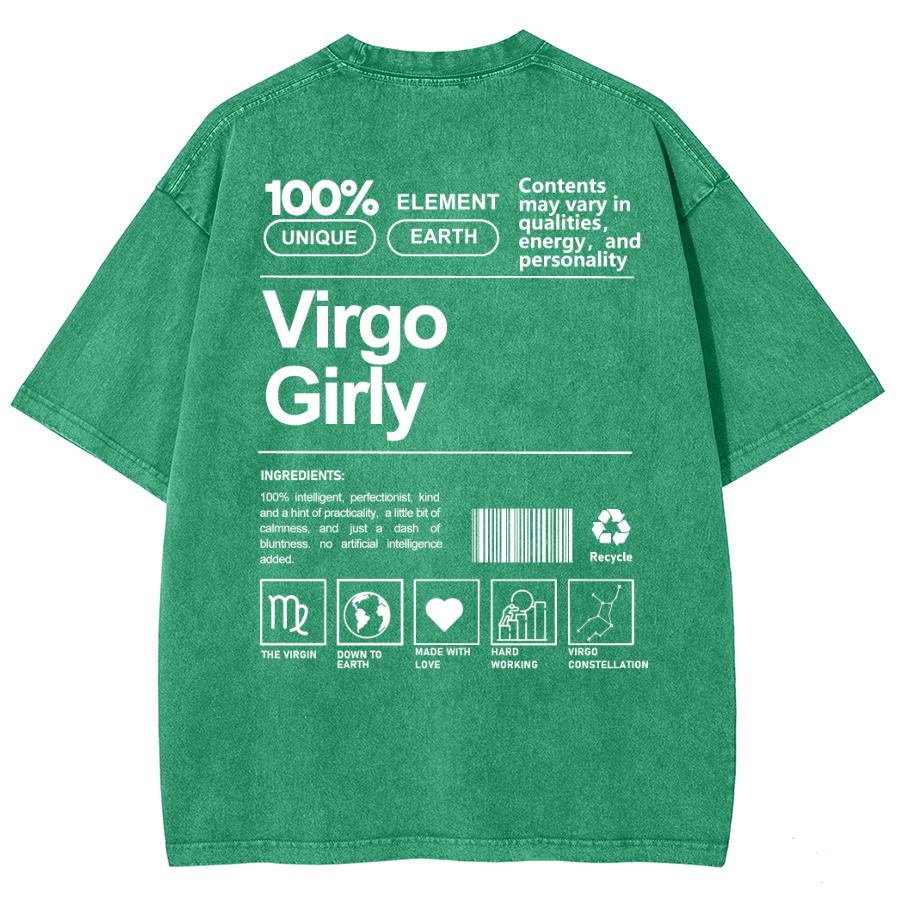 Virgo Girly Unisex Fit Washed Oversized T-Shirt-moweekender