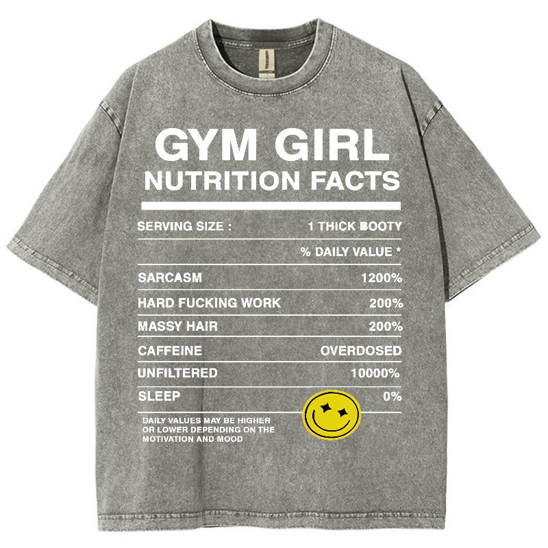 Gym Girly Nutrition Facts Unisex Fit Washed Oversized T-Shirt-moweekender