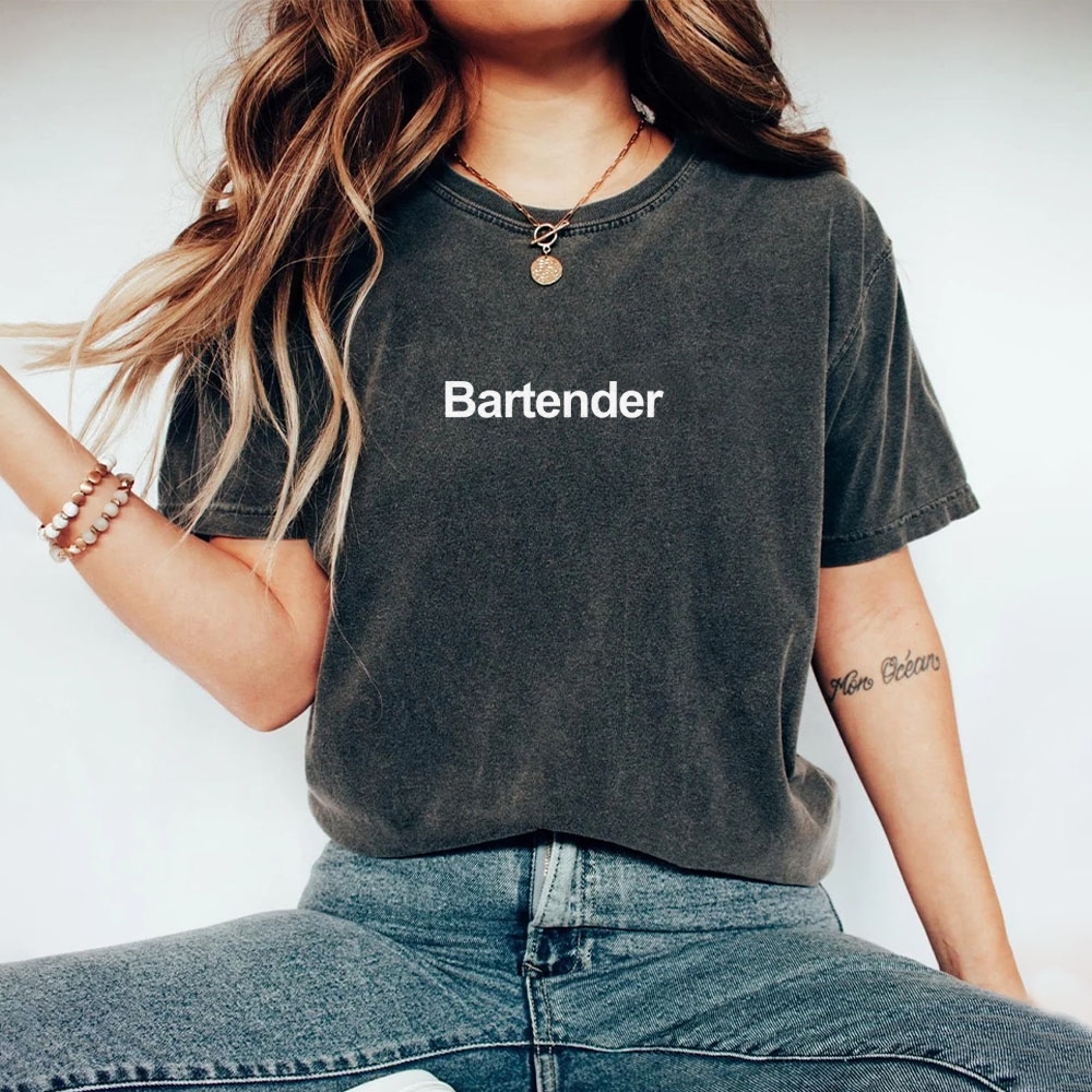 Bartender Printed Washed Vintage Short Sleeves T-Shirt-moweekender