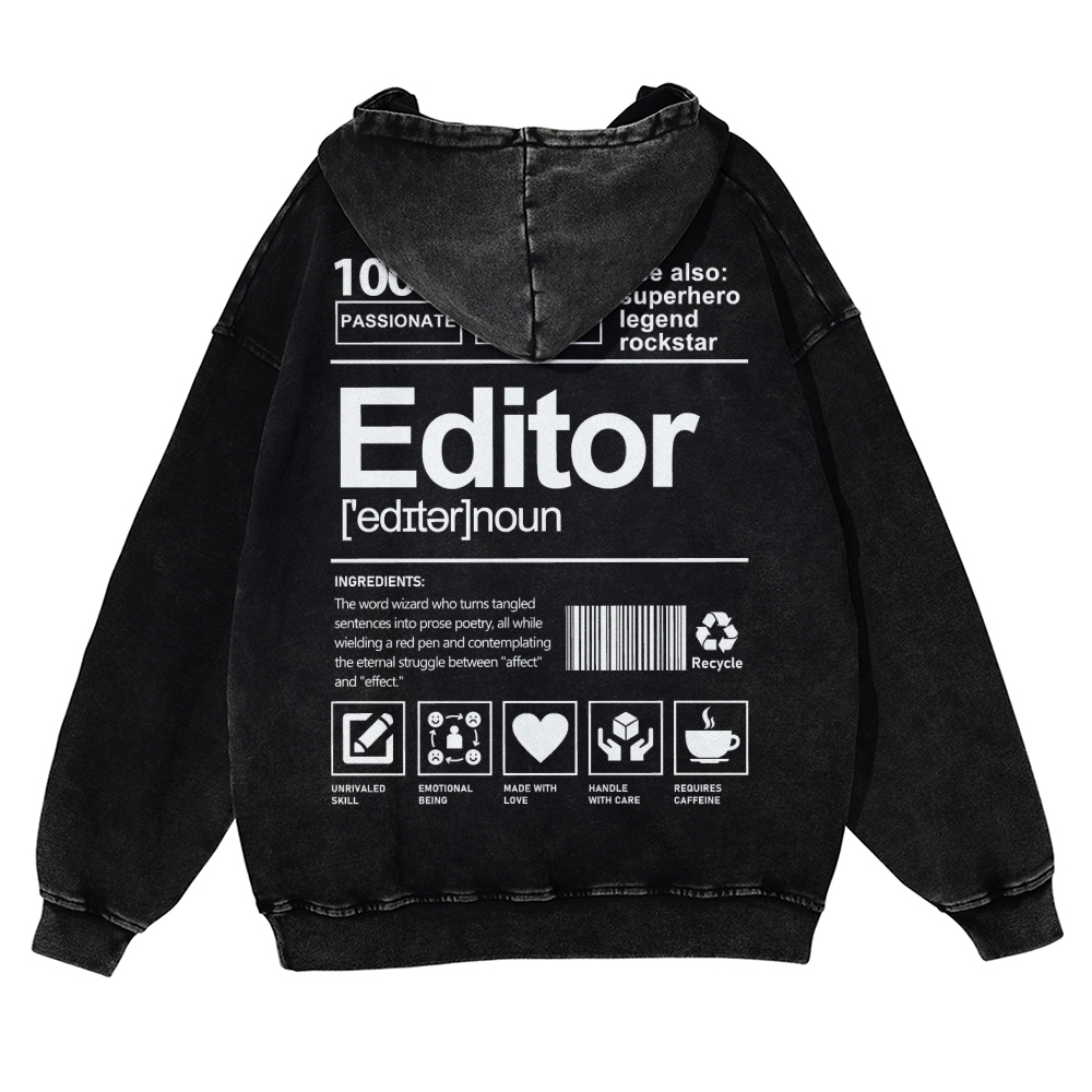 Editor Printed Vintage Washed Hoodie-moweekender