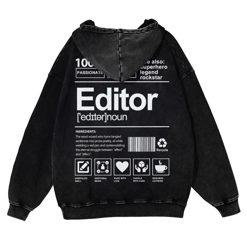 Editor Printed Vintage Washed Hoodie-moweekender