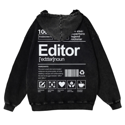 Editor Printed Vintage Washed Hoodie-moweekender