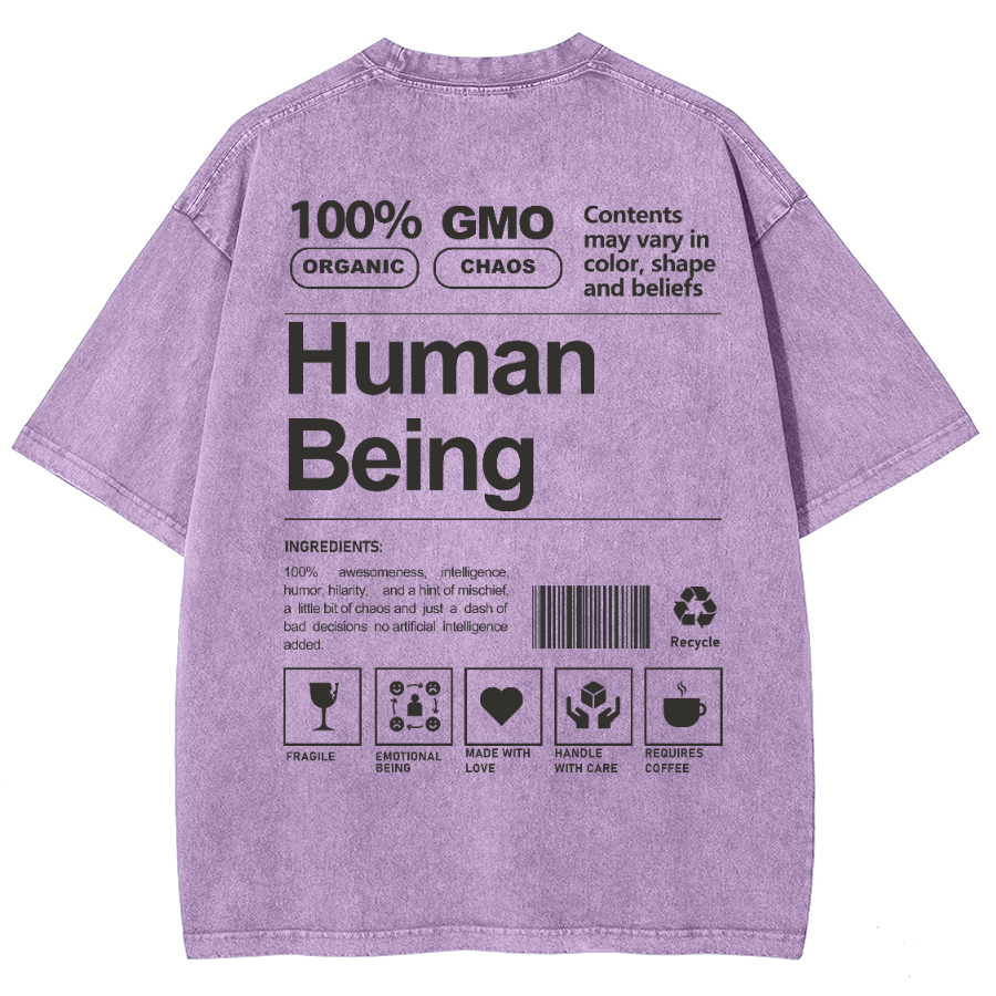 Human Being Unisex Fit Washed Oversized T-Shirt-moweekender