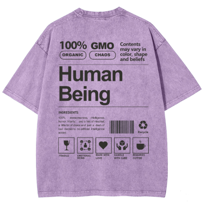 Human Being Unisex Fit Washed Oversized T-Shirt-moweekender