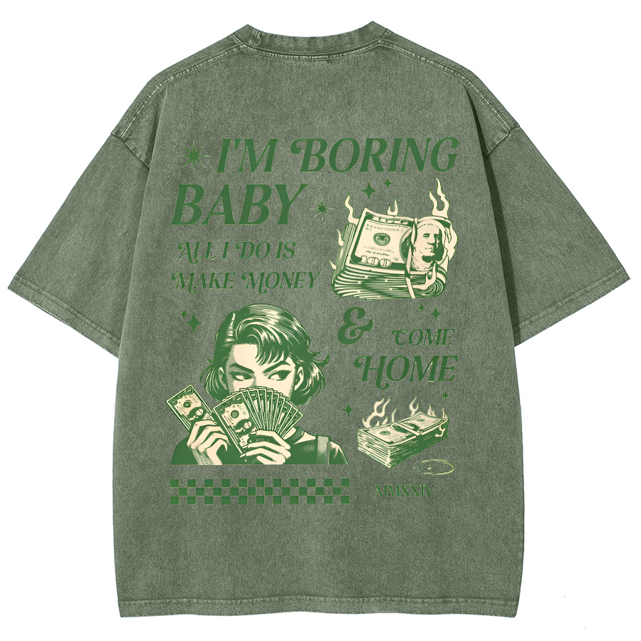 I'm Boring Baby Unisex Fit Washed Oversized T-Shirt-moweekender