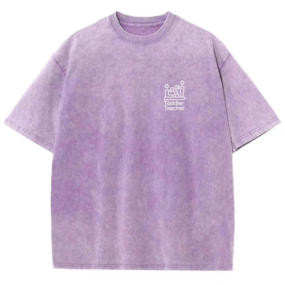 Toddler Teacher Unisex Fit Washed T-Shirt-moweekender