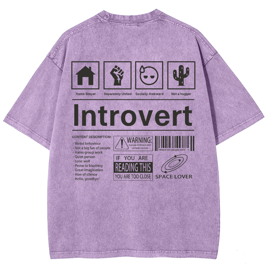 Introvert Label Wall Unisex Fit Washed Oversized T-Shirt-moweekender