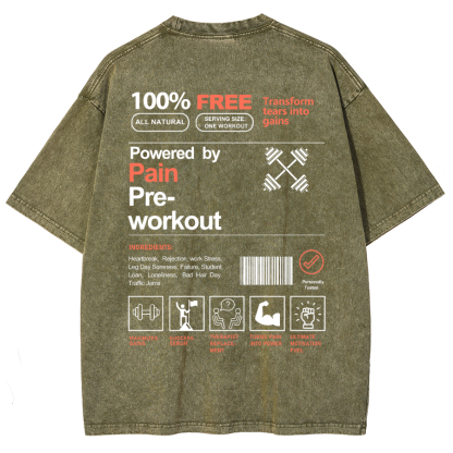 Powered By Painpre-Workout Unisex Fit Washed Oversized T-Shirt-moweekender