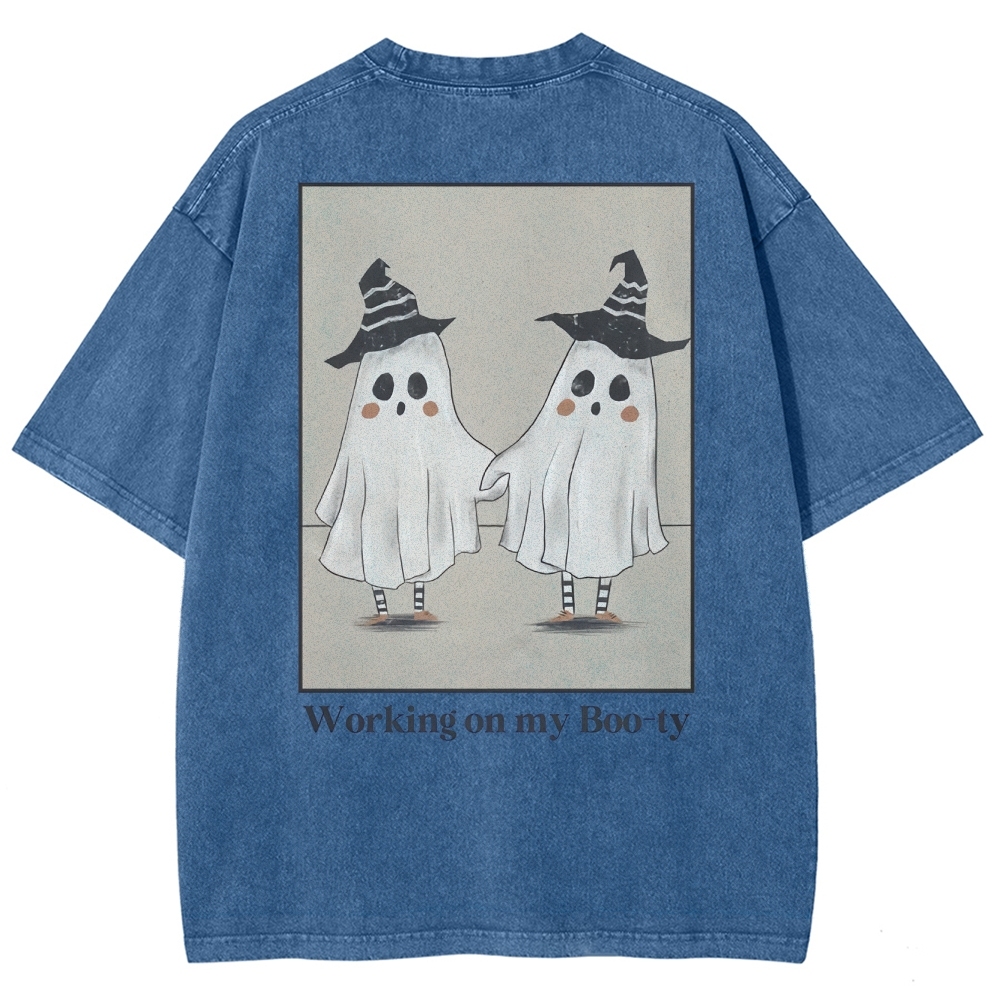 Working On My Booty Vintage Snowflake Washed T-Shirt-moweekender
