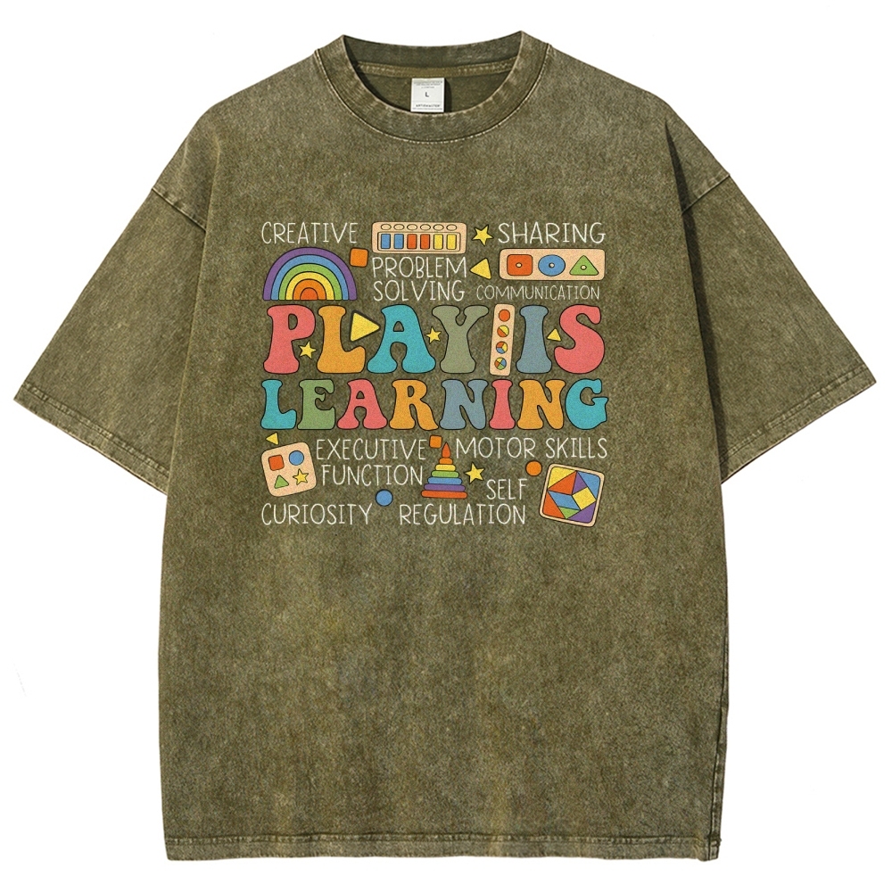 Play Is Learning Unisex Fit Washed T-Shirt-moweekender