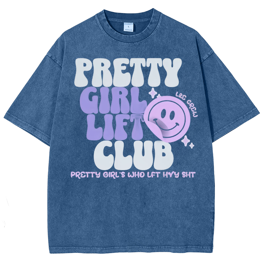 Pretty Girl Lift Club Unisex Fit Washed Oversized T-Shirt-moweekender