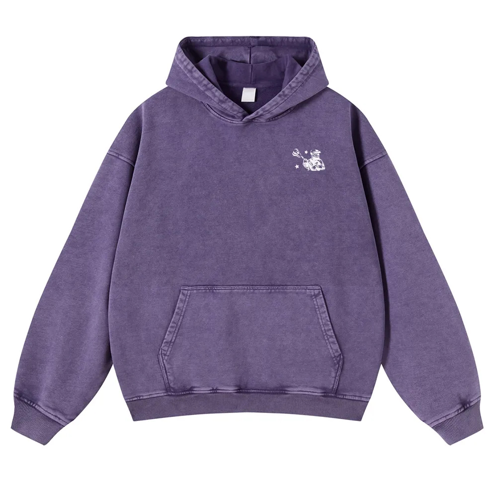 Lacrosse Player Printed Vintage Washed Hoodie-moweekender