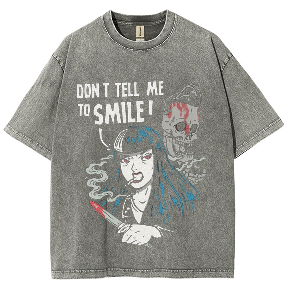 Don'T Tell Me To Smile Vintage Snowflake Washed T-Shirt-moweekender
