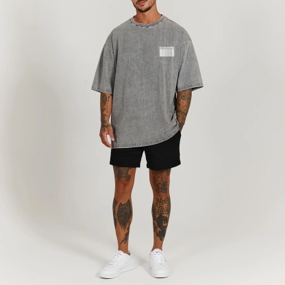 Screenwriter Pattern Washed Vintage Short Sleeves T-Shirt-moweekender