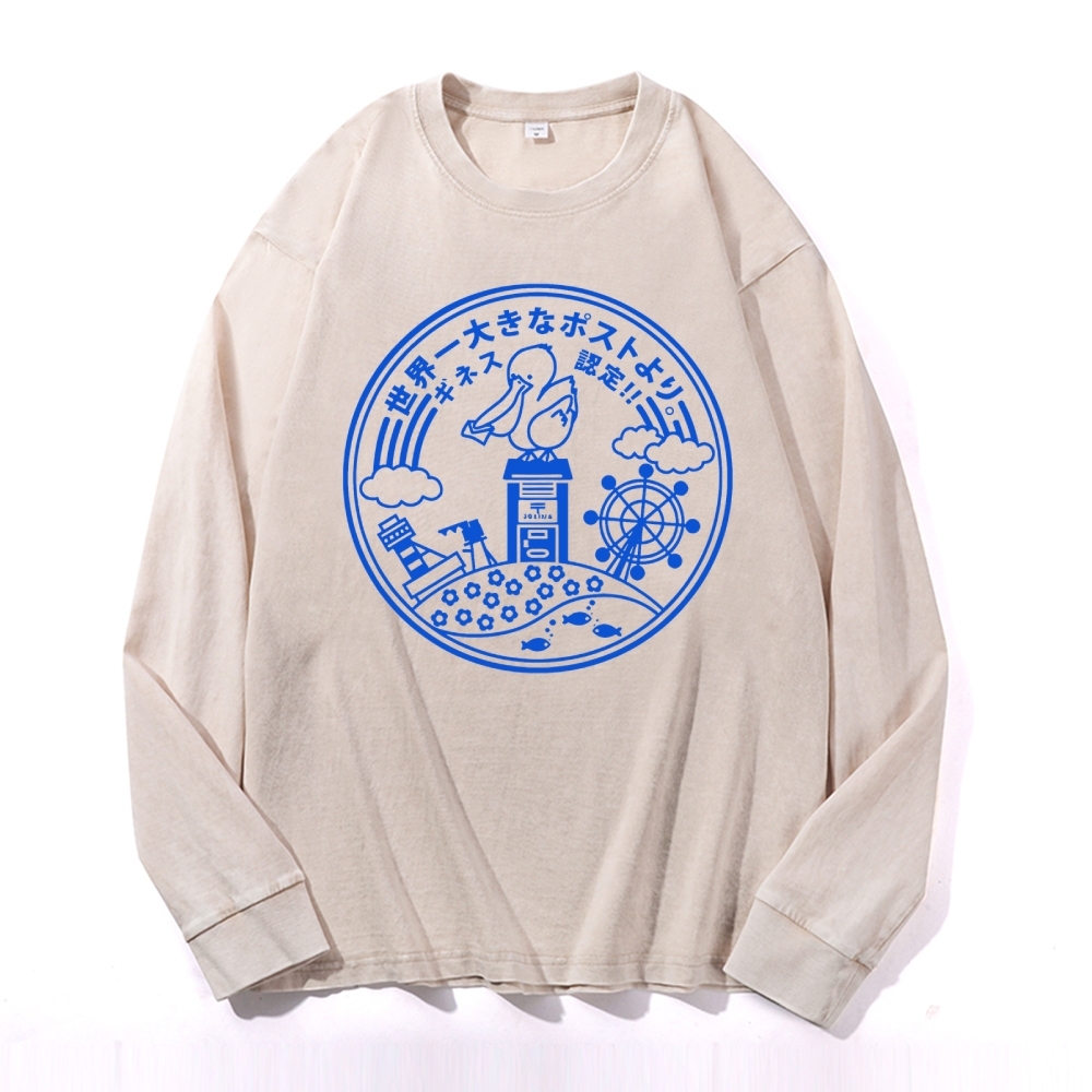 Japan Paradise Sign Deep Washed Vintage Long Sleeves T-Shirt-moweekender