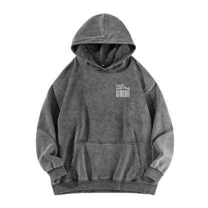 Local Last Plug Washed Long Sleeved Hoodie-moweekender